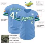 Custom Light Blue White Kelly Green Baseball Jersey with Personalized Name & Number - Authentic Team Apparel Personalized