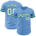 Custom Light Blue White Kelly Green Baseball Jersey with Personalized Name & Number - Authentic Team Apparel Personalized