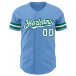 Custom Light Blue White Kelly Green Baseball Jersey with Personalized Name & Number - Authentic Team Apparel Personalized