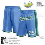 Custom Name and Number Basketball Shorts - Light Blue and White with Kelly Green - Personalized Team Gear Personalized Light