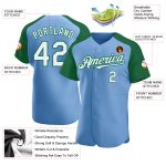 Custom Name Number Baseball Jersey - Light Blue White Kelly Green Authentic Raglan Sleeves Personalized Light Blue White-Kelly