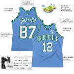 Custom Basketball Jersey Personalized Light Blue White-Kelly Green Team with Name and Number - Authentic Throwback Design