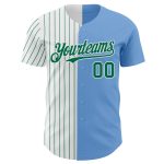 Custom Name Number Authentic Baseball Jersey Light Blue White Kelly Green Pinstripe Fashion Personalized Light Blue White-Kelly