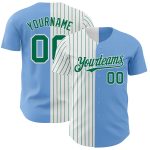 Custom Name Number Authentic Baseball Jersey Light Blue White Kelly Green Pinstripe Fashion Personalized Light Blue White-Kelly