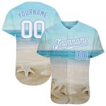 Custom Name Number Beach Baseball Jersey 3D Light Blue Pattern Authentic Team Design Personalized Light Blue White-Light