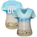 Custom Name Number Beach Baseball Jersey 3D Light Blue Pattern Authentic Team Design Personalized Light Blue White-Light
