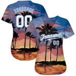 Custom Name and Number Baseball Jersey with 3D Light Blue Palm Trees Design - Authentic Team Apparel Personalized Light Blue