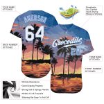 Custom Name and Number Baseball Jersey with 3D Light Blue Palm Trees Design - Authentic Team Apparel Personalized Light Blue