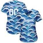 Custom Name and Number Authentic Light Blue 3D Wave Pattern Baseball Jersey Personalized Light Blue White-Light Blue 3D Pattern