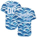 Custom Name and Number Authentic Light Blue 3D Wave Pattern Baseball Jersey Personalized Light Blue White-Light Blue 3D Pattern