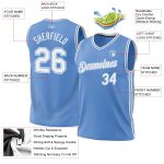 Custom Light Blue Basketball Jersey with Authentic Throwback Design - Personalized Name & Number Personalized Light Blue