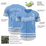 Custom Name Number Light Blue Baseball Jersey - Authentic Team Jersey, Personalized White Line Design Personalized Light