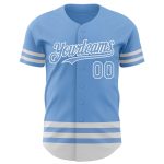 Custom Name Number Light Blue Baseball Jersey - Authentic Team Jersey, Personalized White Line Design Personalized Light