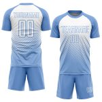 Personalized Light Blue Soccer Jersey with White Lines - Custom Sublimation Uniform Personalized Light Blue White Lines Sublimation