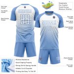 Personalized Light Blue Soccer Jersey with White Lines - Custom Sublimation Uniform Personalized Light Blue White Lines Sublimation