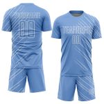 Custom Name and Number Soccer Jersey - Personalized Light Blue White Lines Sublimation Uniform Personalized Light Blue White