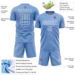 Custom Name and Number Soccer Jersey - Personalized Light Blue White Lines Sublimation Uniform Personalized Light Blue White