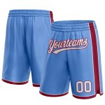 Custom Team Basketball Shorts Light Blue White Maroon with Personalized Name and Number Personalized Light Blue White-Maroon