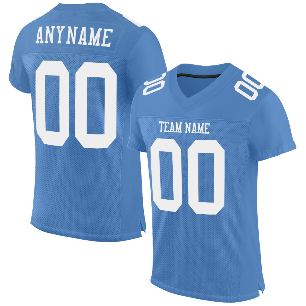 Custom Light Blue White Mesh Football Jersey with Personalized Name & Number - Authentic Team Apparel Personalized Light