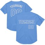 Personalized Light Blue White Authentic Baseball Jersey - Throwback Mesh Design Personalized Light Blue White Mesh Authentic