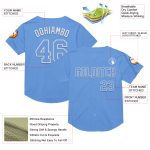 Personalized Light Blue White Authentic Baseball Jersey - Throwback Mesh Design Personalized Light Blue White Mesh Authentic