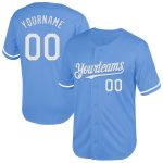 Custom Name and Number Personalized Light Blue White Mesh Baseball Jersey - Authentic Throwback Style Personalized Light
