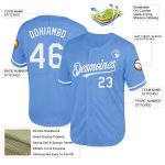 Custom Name and Number Personalized Light Blue White Mesh Baseball Jersey - Authentic Throwback Style Personalized Light