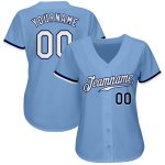 Personalized Light Blue Authentic Baseball Jersey with White-Navy Trim Personalized Light Blue White-Navy Authentic Baseball