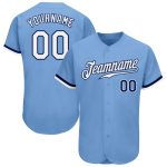 Personalized Light Blue Authentic Baseball Jersey with White-Navy Trim Personalized Light Blue White-Navy Authentic Baseball
