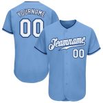 Custom Name and Number Authentic Baseball Jersey - Personalized Light Blue White-Navy Team Apparel Personalized Light Blue