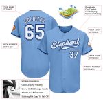 Custom Name and Number Authentic Baseball Jersey - Personalized Light Blue White-Navy Team Apparel Personalized Light Blue