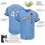 Personalized Light Blue Authentic Baseball Jersey with White-Navy Trim Personalized Light Blue White-Navy Authentic Baseball