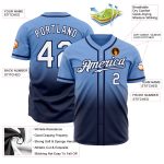 Custom Light Blue White-Navy Baseball Jersey with Authentic Fade Design, Personalized Name & Number - Team Apparel Personalized