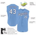 Custom Light Blue White-Navy Baseball Jersey with Personalized Team Name and Number - Authentic Sleeveless Design Personalized