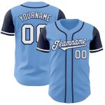 Custom Name Number Two Tone Baseball Jersey - Personalized Light Blue White-Navy Authentic Team Apparel Personalized Light