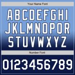Custom Name Number Varsity Letterman Style Jacket in Light Blue White Navy Bomber Fade Fashion Design Personalized Light