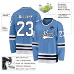 Custom Team Hockey Jersey with Personalized Name and Number - Light Blue White-Navy Personalized Light Blue White-Navy Hockey