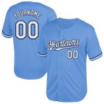 Custom Name Number Light Blue Navy Baseball Jersey Authentic Throwback Mesh Team Jersey Personalized Light Blue White-Navy