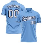Custom Light Blue White Navy Performance Golf Polo Shirt with Name and Number Personalized Light Blue White-Navy Performance
