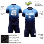 Custom Name and Number Soccer Jersey - Personalized Light Blue White Navy Sublimation Fade Fashion Uniform Personalized Light