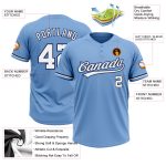 Custom Team Softball Jersey with Personalized Name and Number, Light Blue White-Navy, Unisex, Two-Button Style Personalized