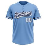 Custom Team Softball Jersey with Personalized Name and Number, Light Blue White-Navy, Unisex, Two-Button Style Personalized