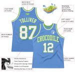 Custom Name Number Basketball Jersey Light Blue White Neon Green Authentic Throwback Personalized Light Blue White-Neon Green