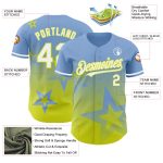 Personalized 3D Twinkle Star Gradient Baseball Jersey Custom Name & Number, Light Blue White Neon Yellow Design Personalized