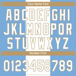 Custom Team Name and Number Light Blue White Old Gold 3D Pattern Unisex Softball Jersey - Personalized Two-Button Design