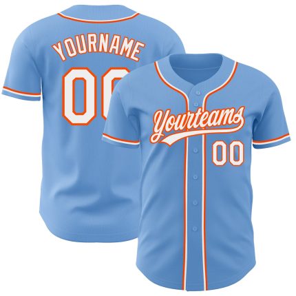 Personalized Light Blue Orange White Authentic Baseball Jersey for Men Personalized Light Blue White-Orange Authentic Baseball