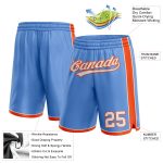 Custom Name Number Personalized Basketball Shorts Light Blue White Orange Authentic Personalized Light Blue White-Orange