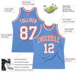 Custom Light Blue White-Orange Basketball Jersey with Name & Number - Personalized Authentic Throwback Team Apparel Personalized