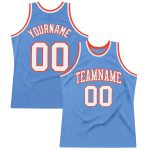 Custom Light Blue White-Orange Basketball Jersey with Name & Number - Personalized Authentic Throwback Team Apparel Personalized