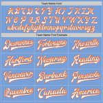 Custom Name Number Varsity Letterman Jacket Light Blue Orange Black Bomber Full-Snap - Personalized Team Apparel Personalized